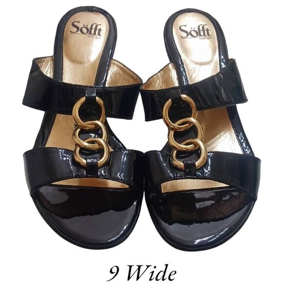 SOFFT Women's Leather Gold Tone Sandals 9 Wide - Picture 2 of 13